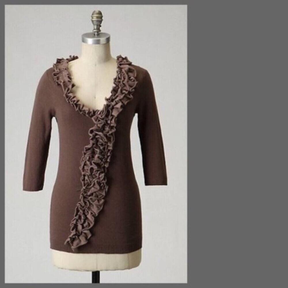 Anthropologie Guinevere Tumbling Ruffles Sweater Size Small